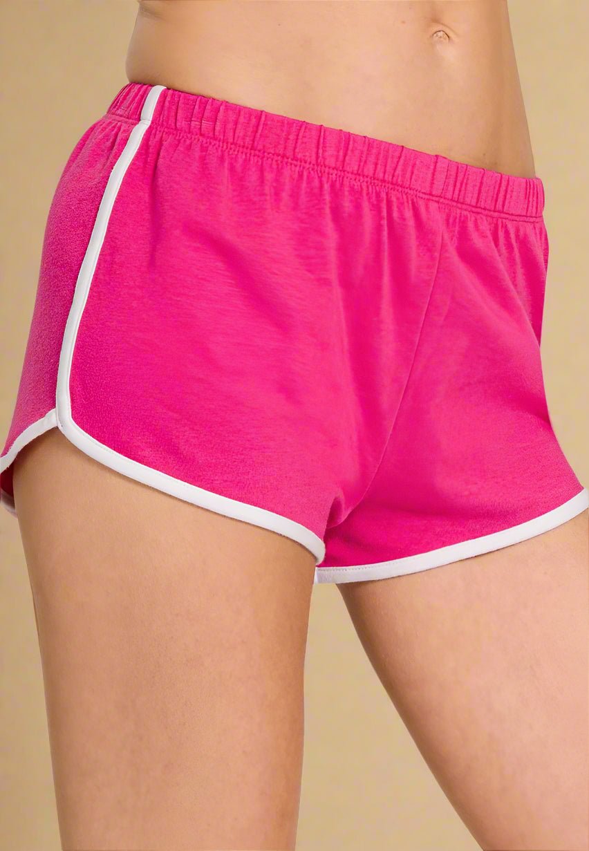 Zenana - Hot Pink Retro Trim Shorts