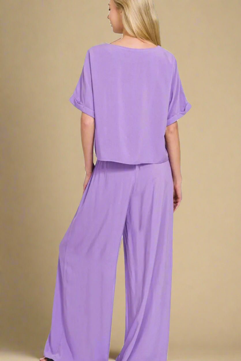 Zenana - Lavender Wide Leg Pant Set