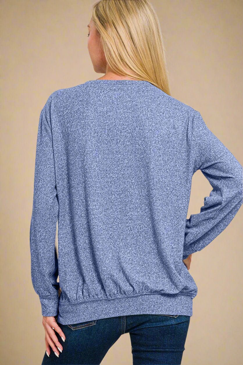 Zenana - Light Navy Long Sleeve Top