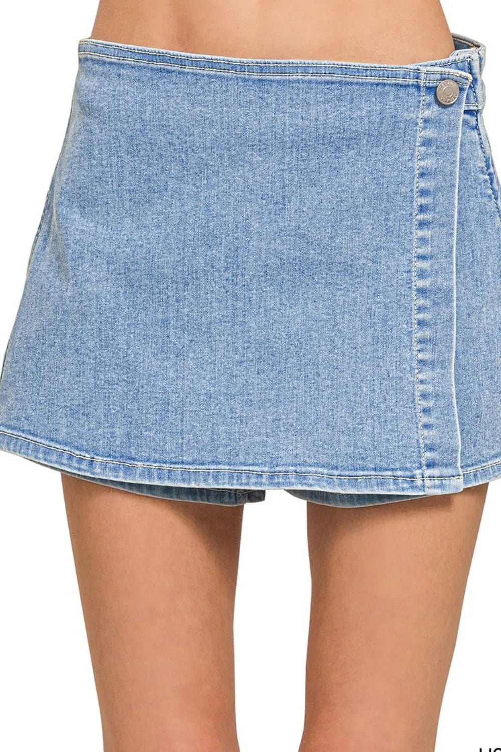 Zenana - Light Wash Denim High Rise Skort
