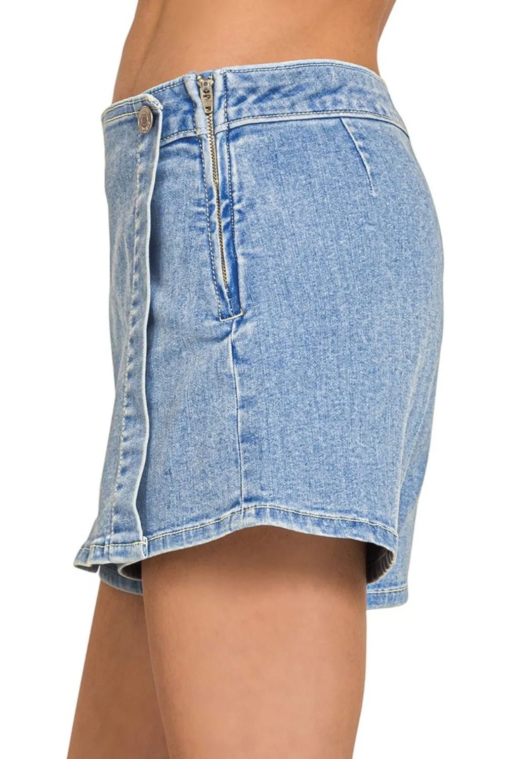 Zenana - Light Wash Denim High Rise Skort