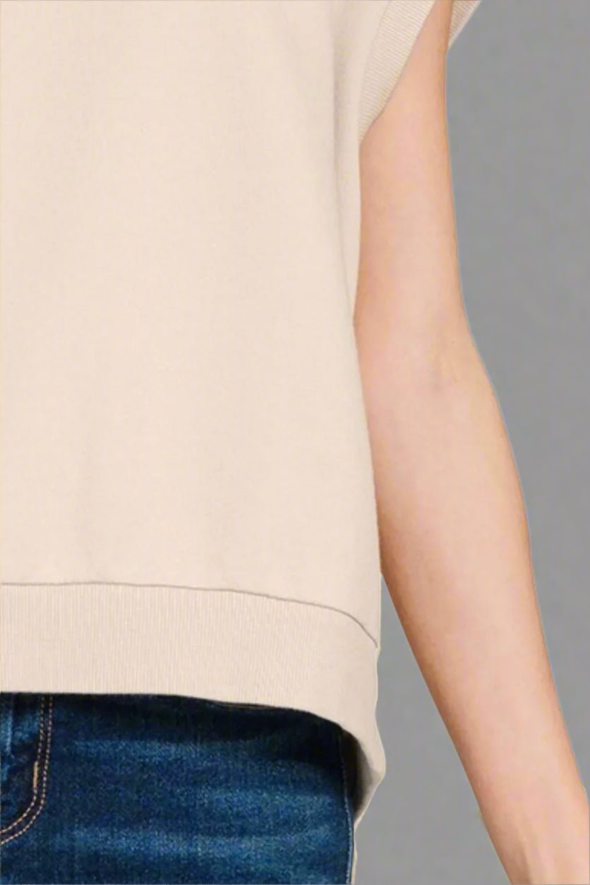 Zenana - Raw Edge French Terry Top – Soft Sand