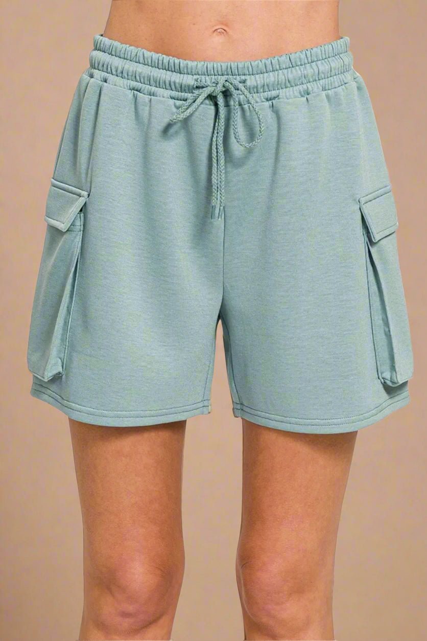 Zenana - Sage Green Pocket Lounge Shorts