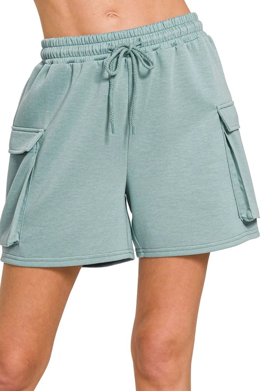 Zenana - Sage Green Pocket Lounge Shorts