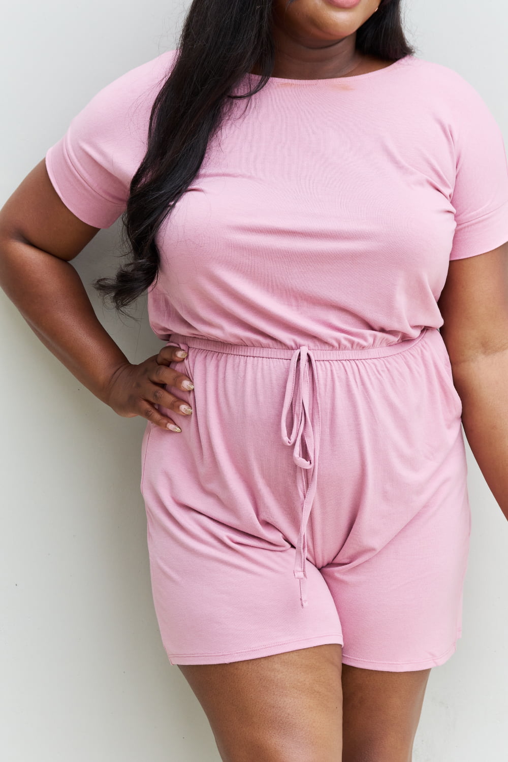 Zenana - Short Sleeve Romper in Pink