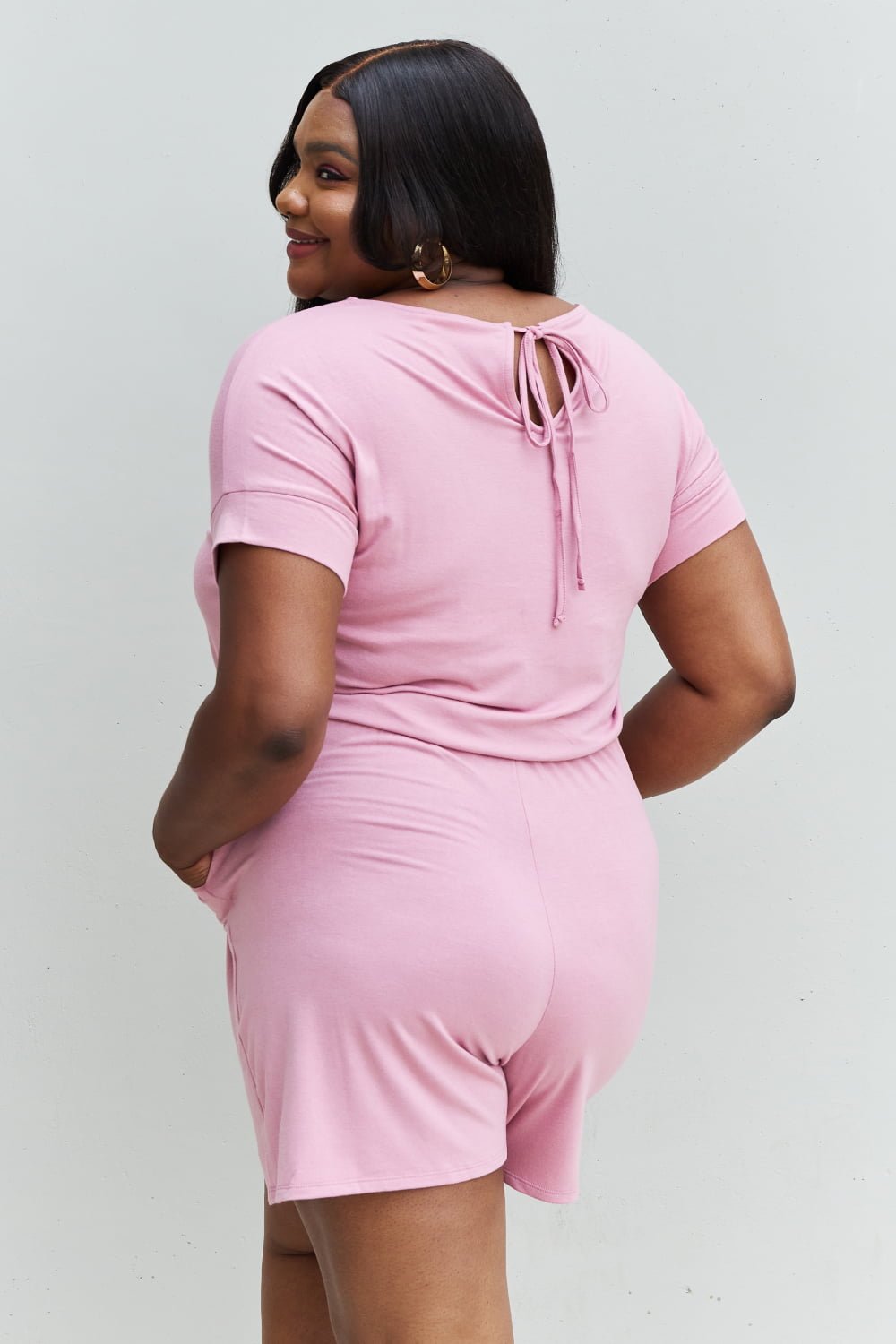 Zenana - Short Sleeve Romper in Pink