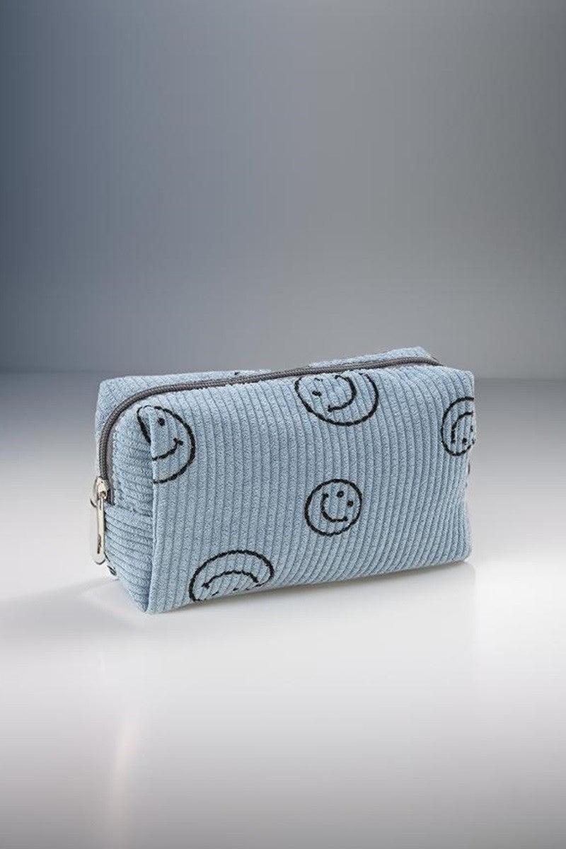 Zenana - Smiley Face Corduroy Cosmetic Pouch