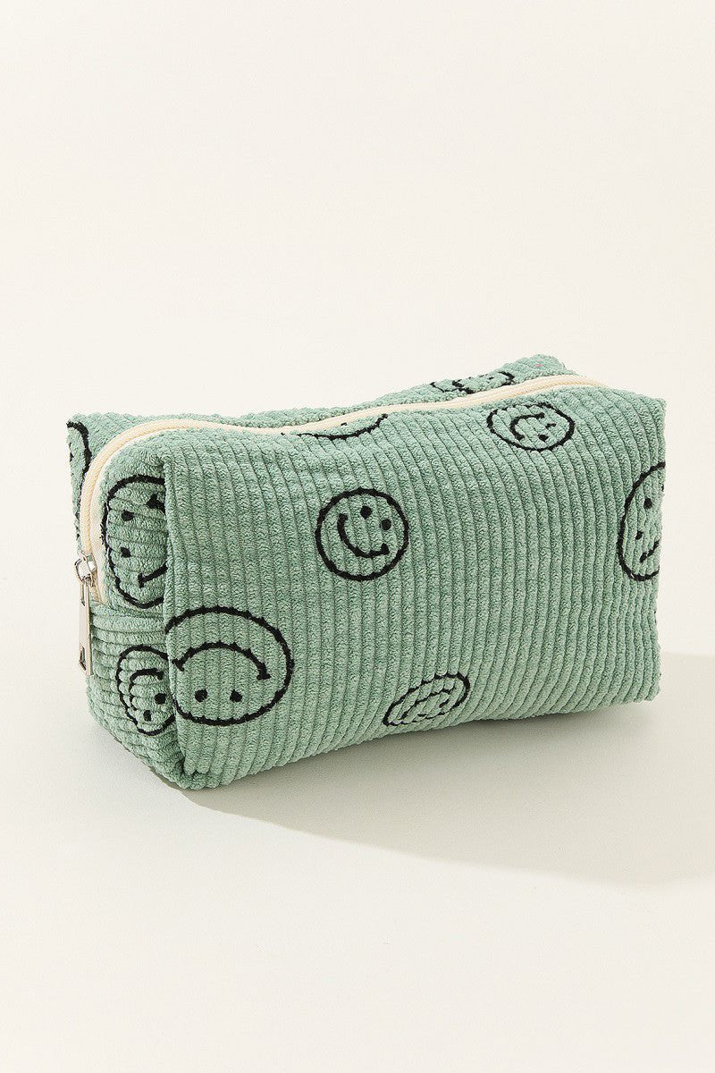 Zenana - Smiley Face Corduroy Cosmetic Pouch