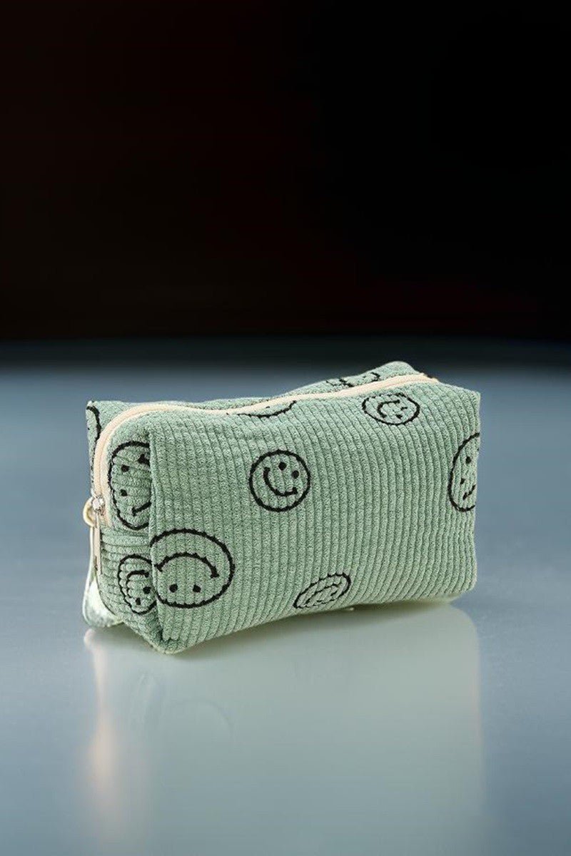 Zenana - Smiley Face Corduroy Cosmetic Pouch