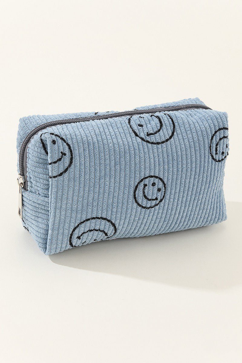 Zenana - Smiley Face Corduroy Cosmetic Pouch