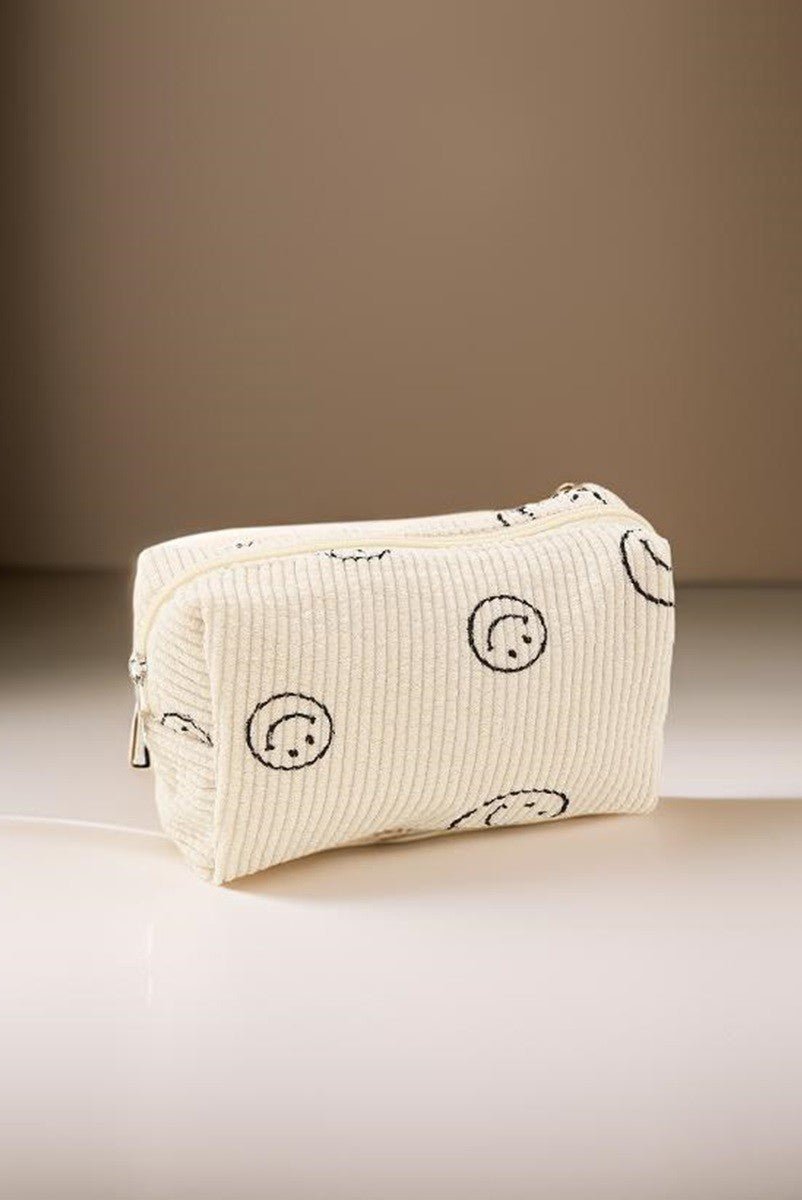 Zenana - Smiley Face Corduroy Cosmetic Pouch