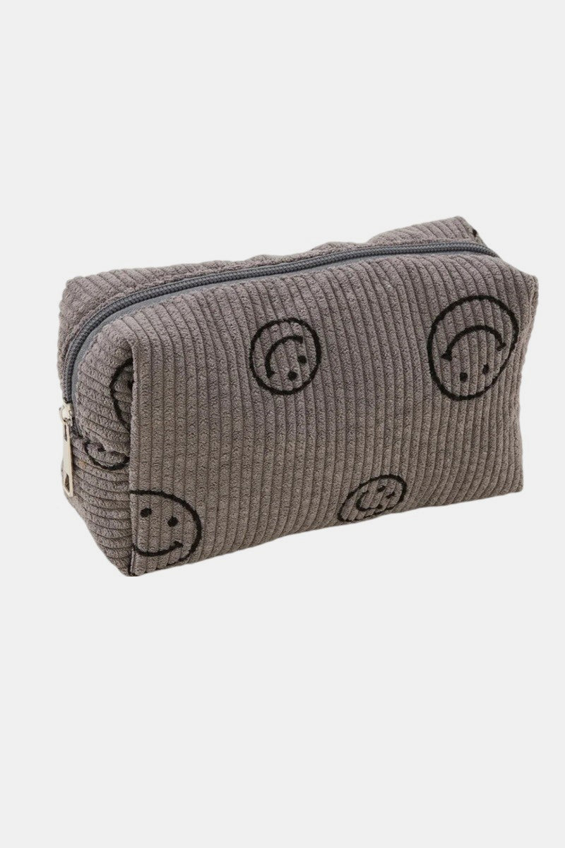 Zenana - Smiley Face Corduroy Cosmetic Pouch