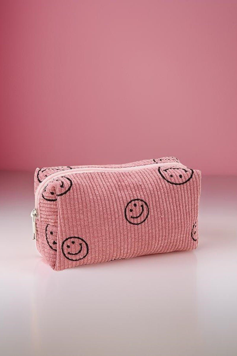 Zenana - Smiley Face Corduroy Cosmetic Pouch