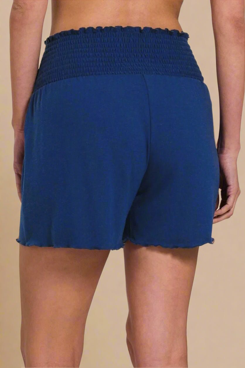 Zenana - Smocked Waist Knit Shorts – Navy