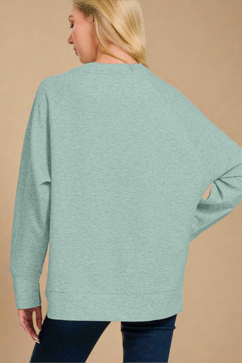 Zenana - Tunic Sweatshirt in Blue Grey