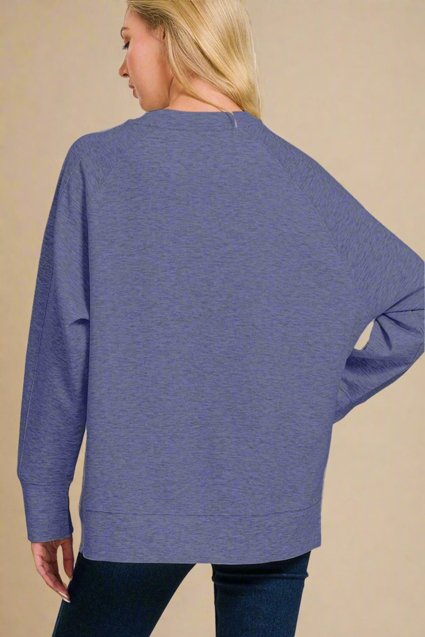 Zenana - Tunic Sweatshirt in Blue Indigo