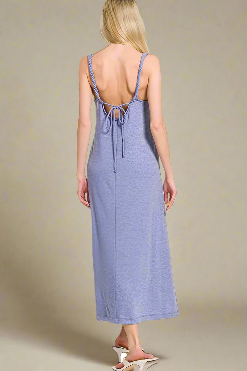 Zenana - Twist Strap Open Back Midi Dress – Lavender Blue