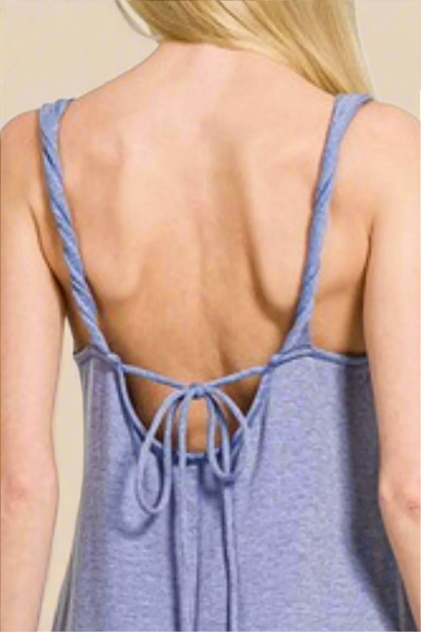 Zenana - Twist Strap Open Back Midi Dress – Lavender Blue