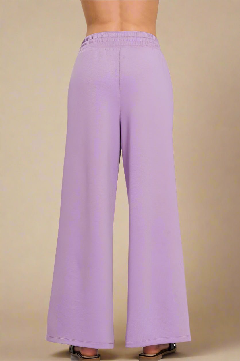 Zenana - Wide Leg Knit Lounge Pants in Lilac