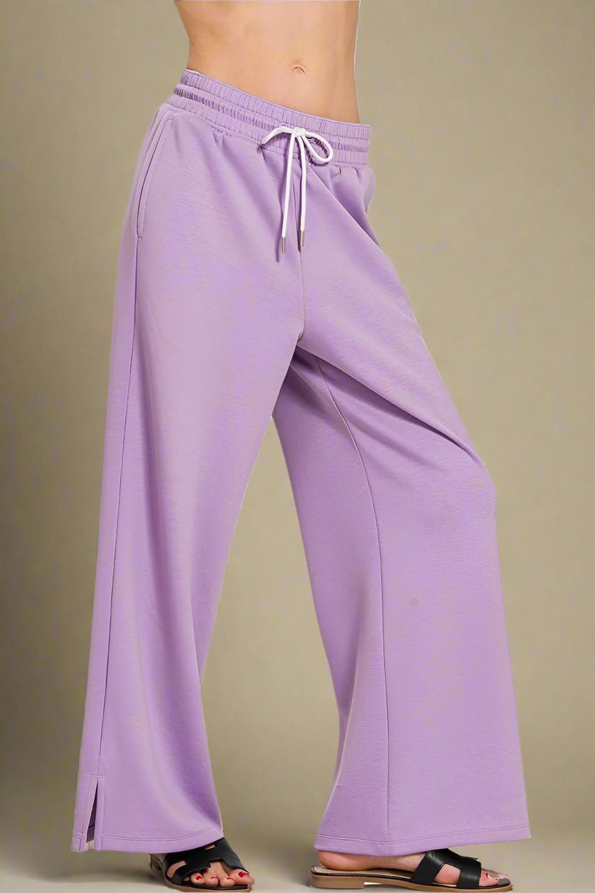 Zenana - Wide Leg Knit Lounge Pants in Lilac