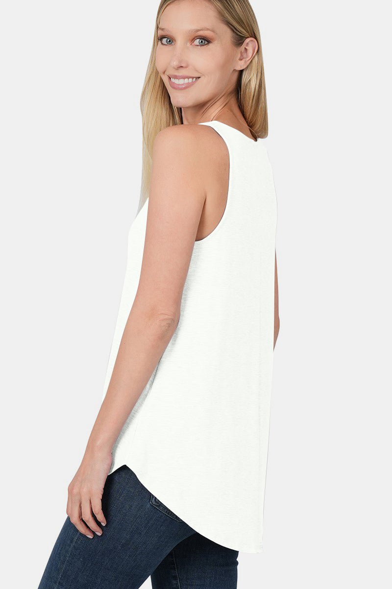 ZenanaCurved Hem Tunic Tank in Ivory