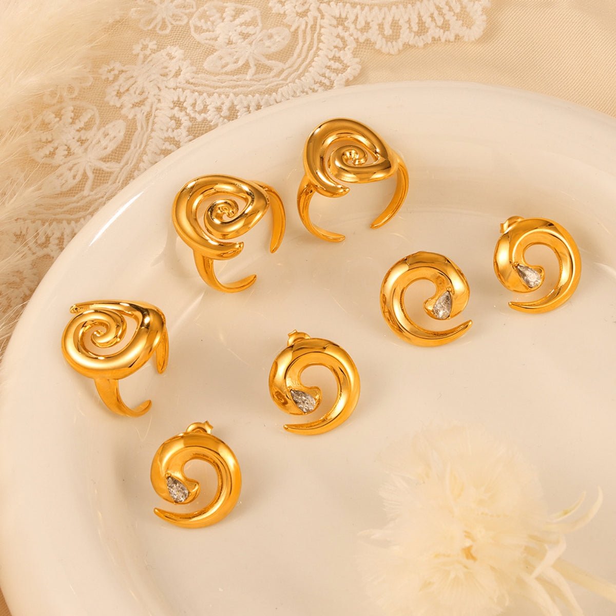 Zircon Spiral Shape EarringsEarringsBeach Rose Co.