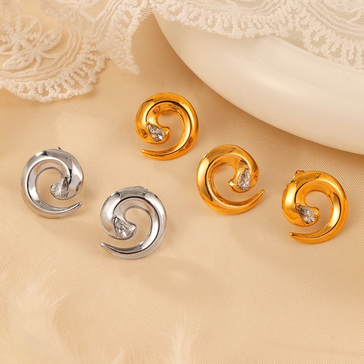 Zircon Spiral Shape EarringsEarringsBeach Rose Co.