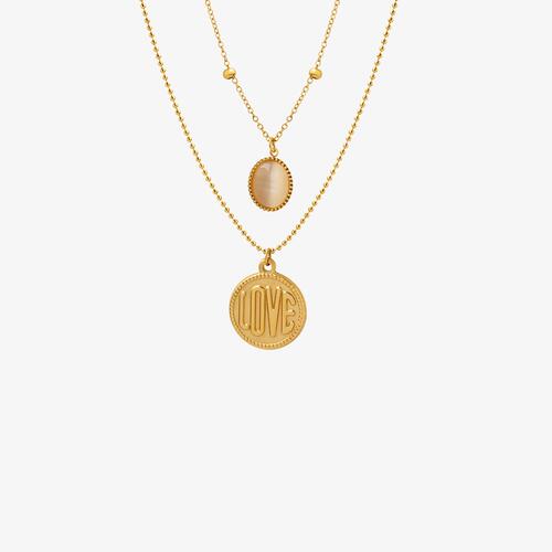 18K Gold-Plated Double-Layered Love NecklaceNecklaceBeach Rose Co.