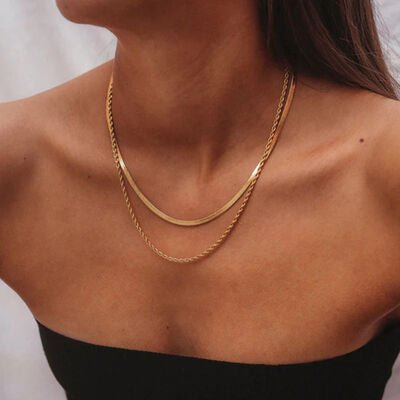 18K Gold-Plated Double-Layered NecklaceNecklaceBeach Rose Co.