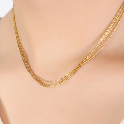 18K Gold-Plated Multi-Layer Clavicle Chain NecklaceNecklaceBeach Rose Co.