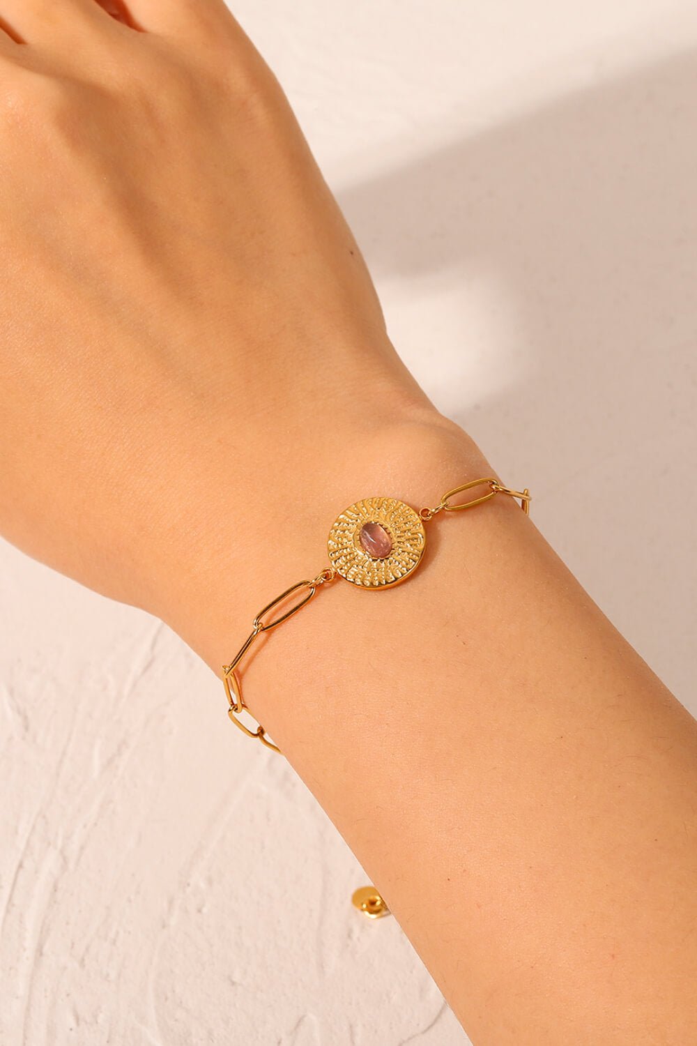 18K Gold Plated Paperclip Chain Bracelet in PinkBraceletBeach Rose Co.