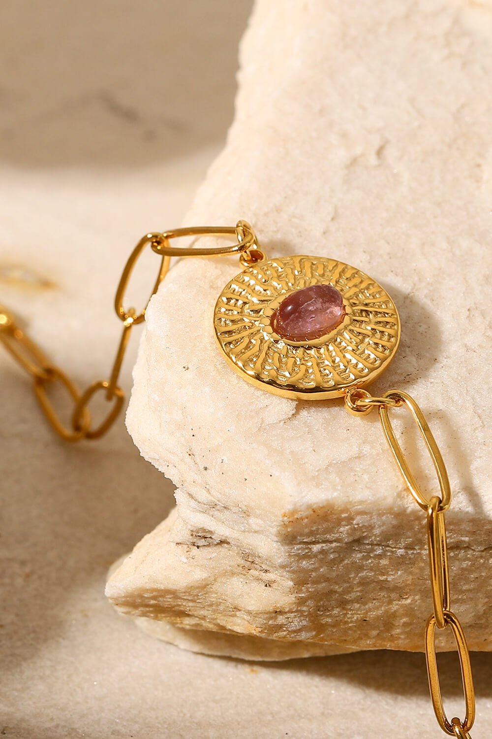 18K Gold Plated Paperclip Chain Bracelet in PinkBraceletBeach Rose Co.