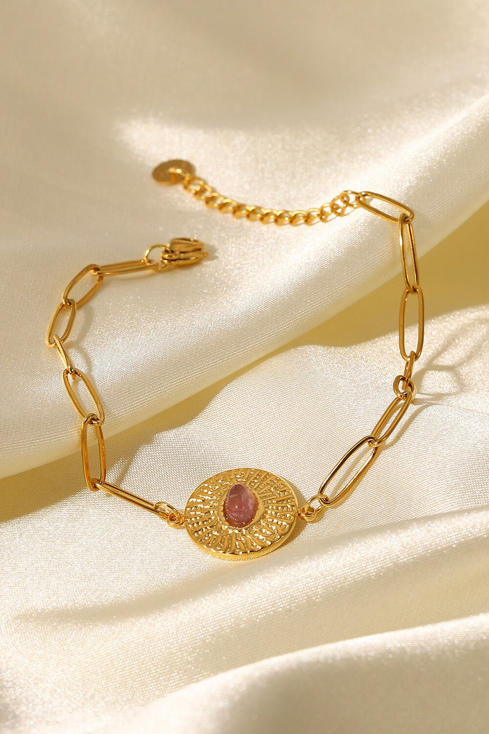 18K Gold Plated Paperclip Chain Bracelet in PinkBraceletBeach Rose Co.