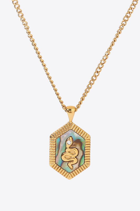 18K Gold Plated Snake Geometric Pendant NecklaceNecklaceBeach Rose Co.