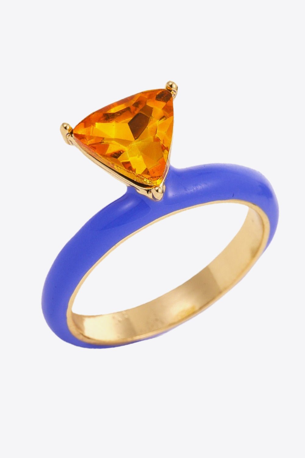 18K Gold Plated Triangle Glass Stone Ring in Light IndigoRingBeach Rose Co.
