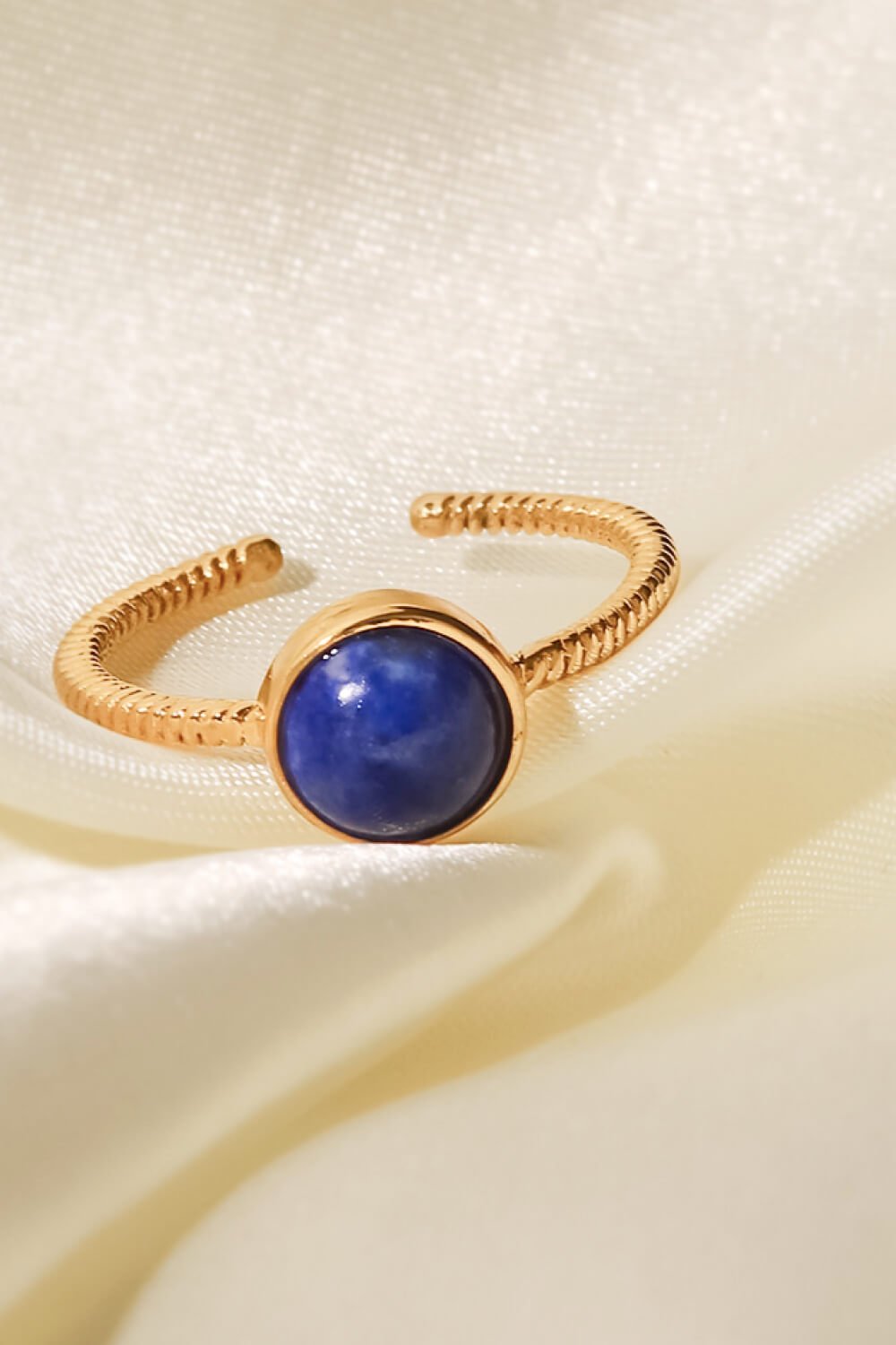 18K Gold-Plated Twisted Open Ring in BlueRingBeach Rose Co.
