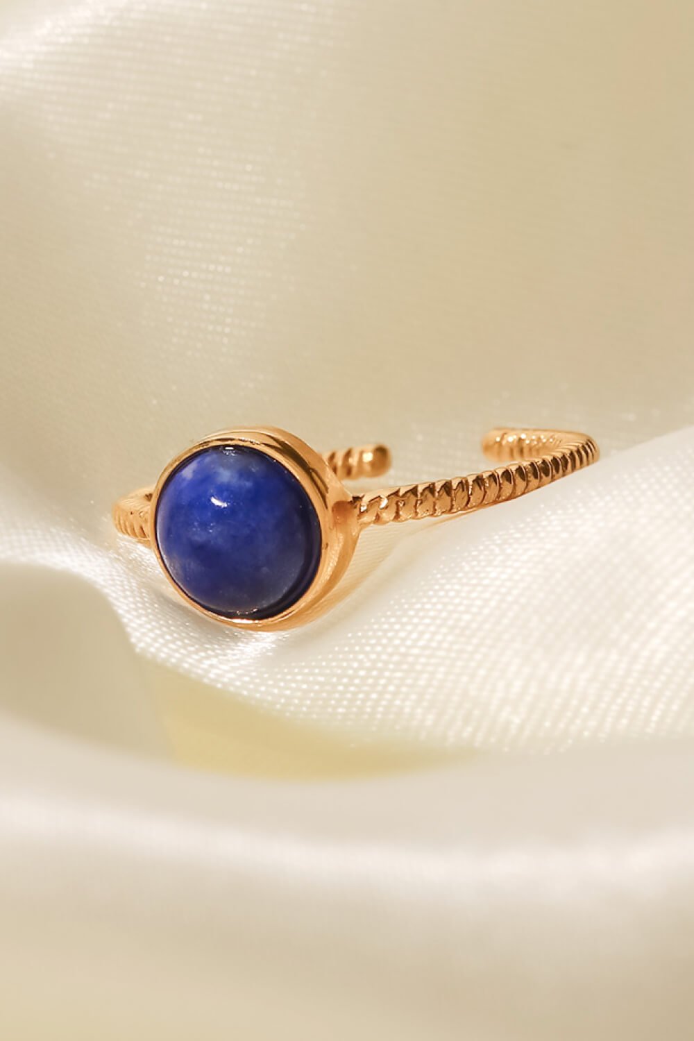 18K Gold-Plated Twisted Open Ring in BlueRingBeach Rose Co.