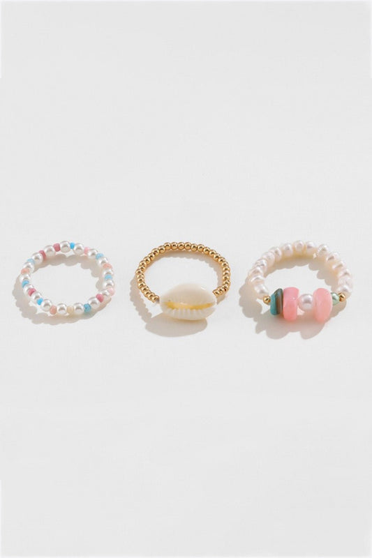 3-Piece Ocean Element Ring Set in WhiteRingBeach Rose Co.