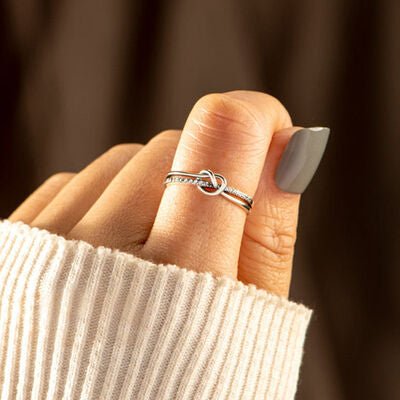 925 Sterling Silver Double-Layered Knot RingRingBeach Rose Co.