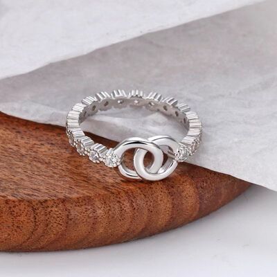 Adjoined Circles Sterling Silver Zircon RingRingBeach Rose Co.