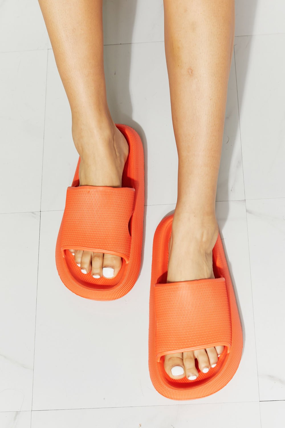 Open Toe Rubber Slide Sandals in OrangeSlidesMelody