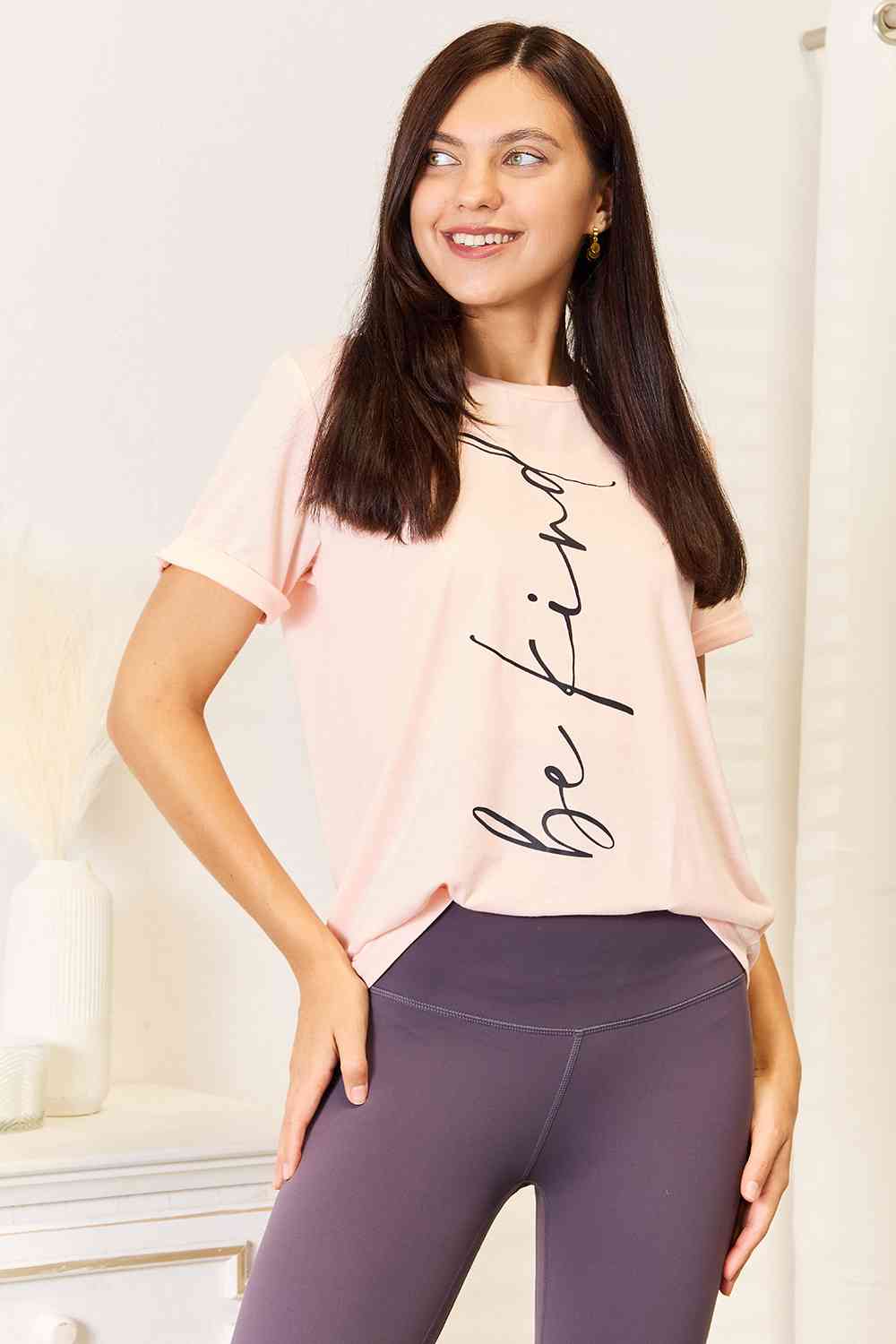 BE KIND Graphic Crew Neck T-Shirt in PeachTeeSimply Love
