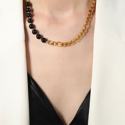 Bead Detail Chunky Chain Necklace in GoldNecklaceBeach Rose Co.