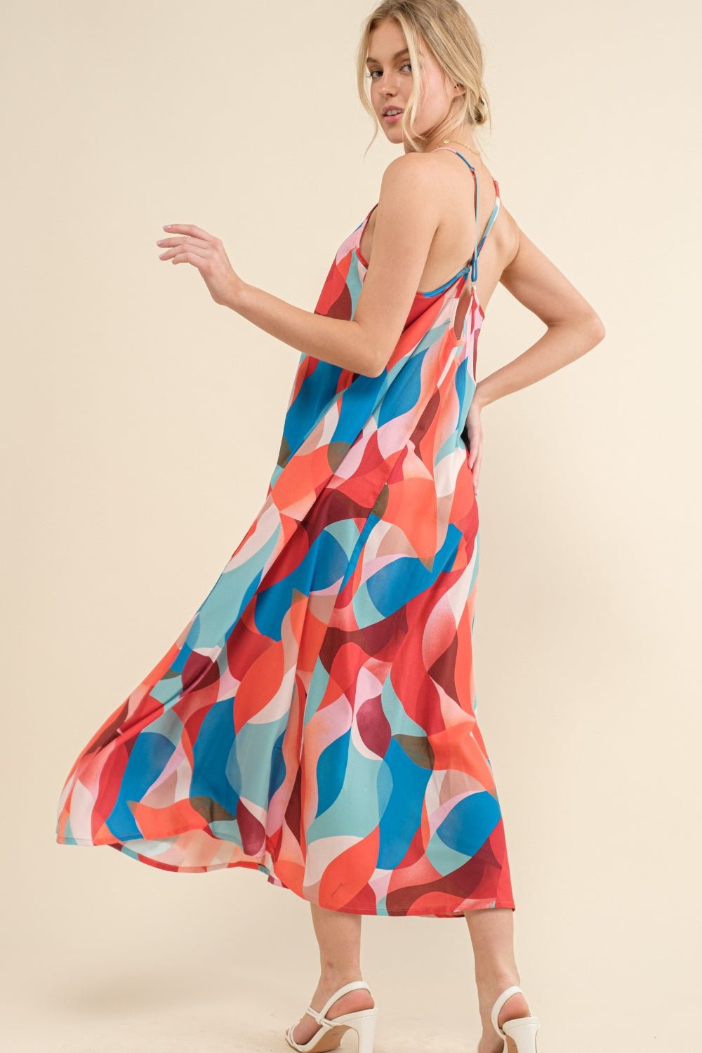 Blue Multicolor Print Crisscross Back Midi Cami DressMidi DressAnd the Why