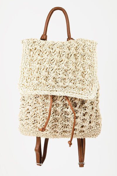 Braided Straw Backpack in IvoryBackpackFame