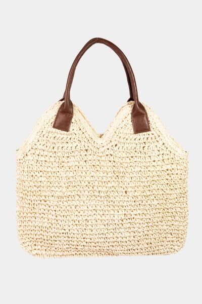 Braided Straw Vegan Leather Strap Shoulder BagShoulder BagFame