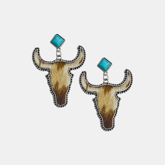 Bull Steer Shape Turquoise Dangle EarringsEarringsBeach Rose Co.