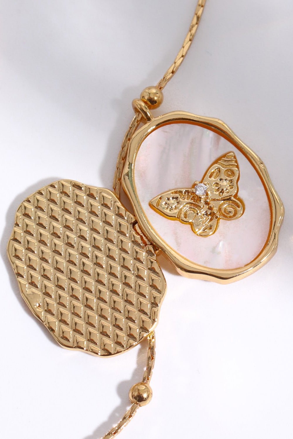 Butterfly Shell Locket Gold NecklaceNecklaceBeach Rose Co.
