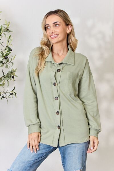 Button Down Long Sleeve Shirt in SageShirtHeimish