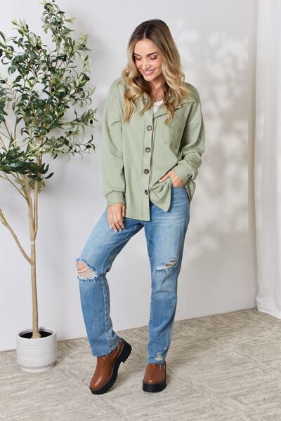 Button Down Long Sleeve Shirt in SageShirtHeimish